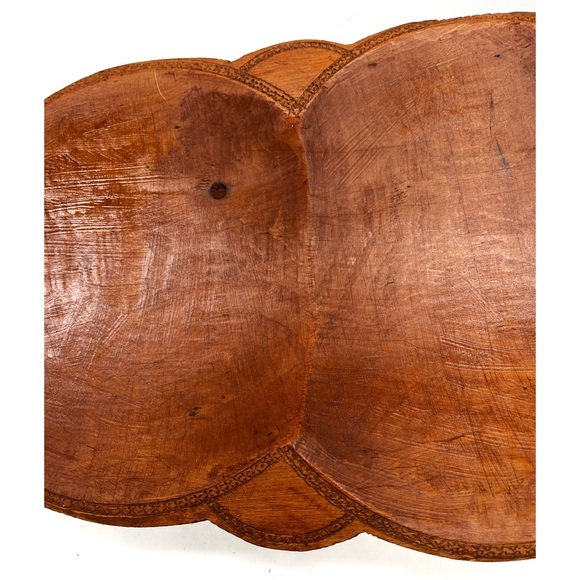 Vintage Hand Carved Wood Bowl Catch All Decorative Edge Catch All Mid Century - Picture 2 of 4